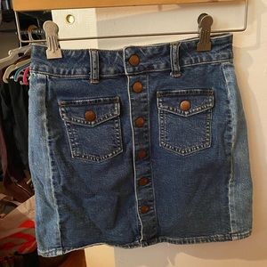 Madewell Button-Up Two-Tone Denim Skirt - Size 24